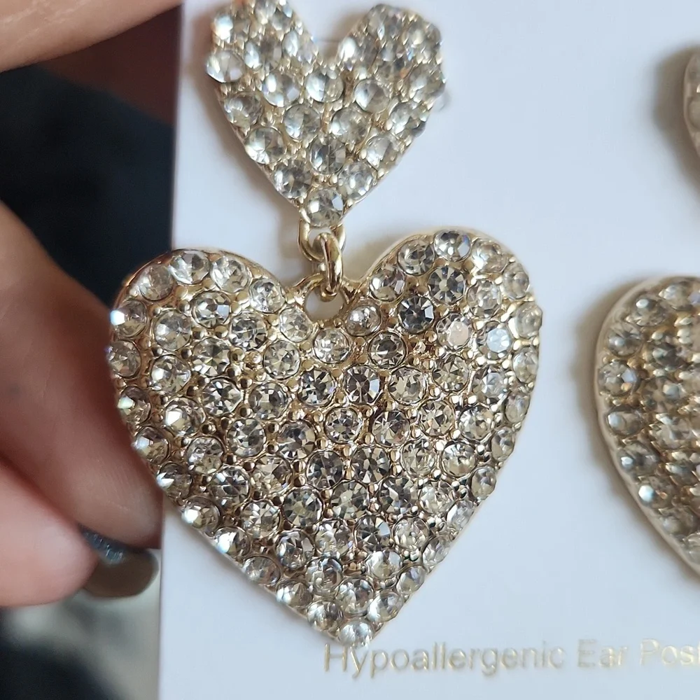 J.Crew Heart Pave Earrings - Picture 2 of 3